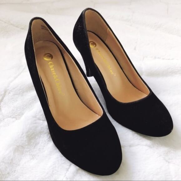 Chase + Chloe Black Velvet Heels - Picture 6 of 6